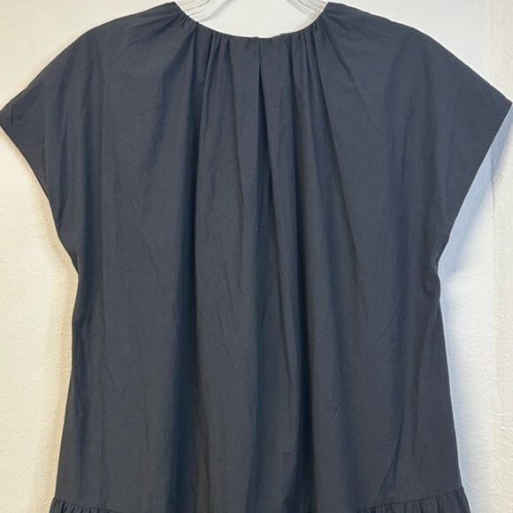 COS Tiered A-Line Maxi Dress Black Size 6 Cap Sleeves Minimalist Chic - Picture 7 of 8